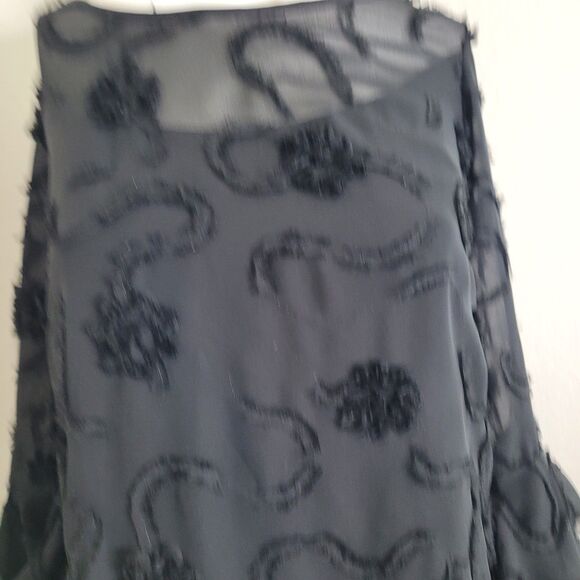 Madison Leigh size 10 dress lining sheer flower texture zip ruffle flare sleeve - Picture 10 of 12